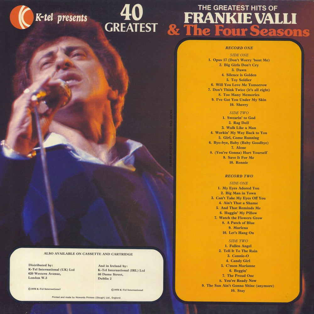 The Four Seasons The Greatest Hits Of Frankie Valli & The Four Seasons - EX UK 2-LP vinyl record set (Double LP Album) *NO BARCODE!*