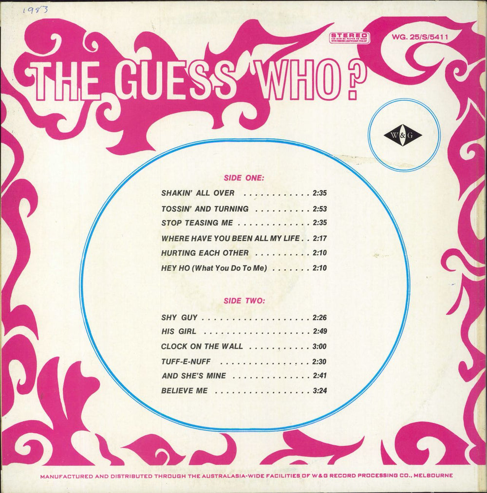 The Guess Who Super Golden Hits Australian vinyl LP album (LP record)