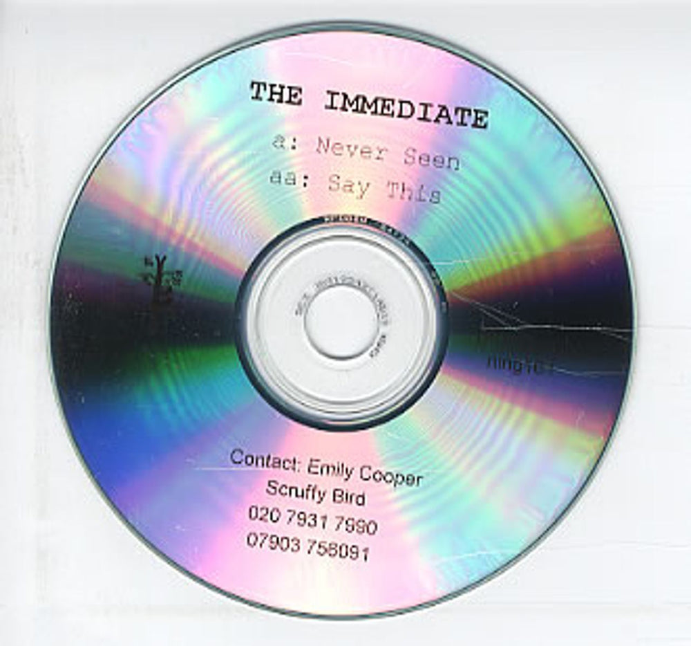 The Immediate Never Seen UK Promo CD-R acetate CD-R ACEATE