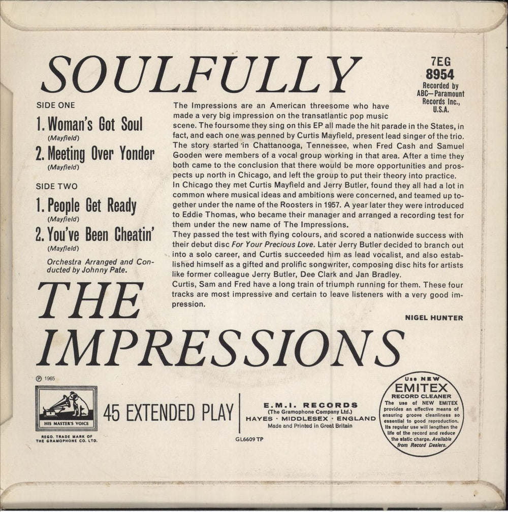 The Impressions Soulfully UK 7" vinyl single (7 inch record / 45)