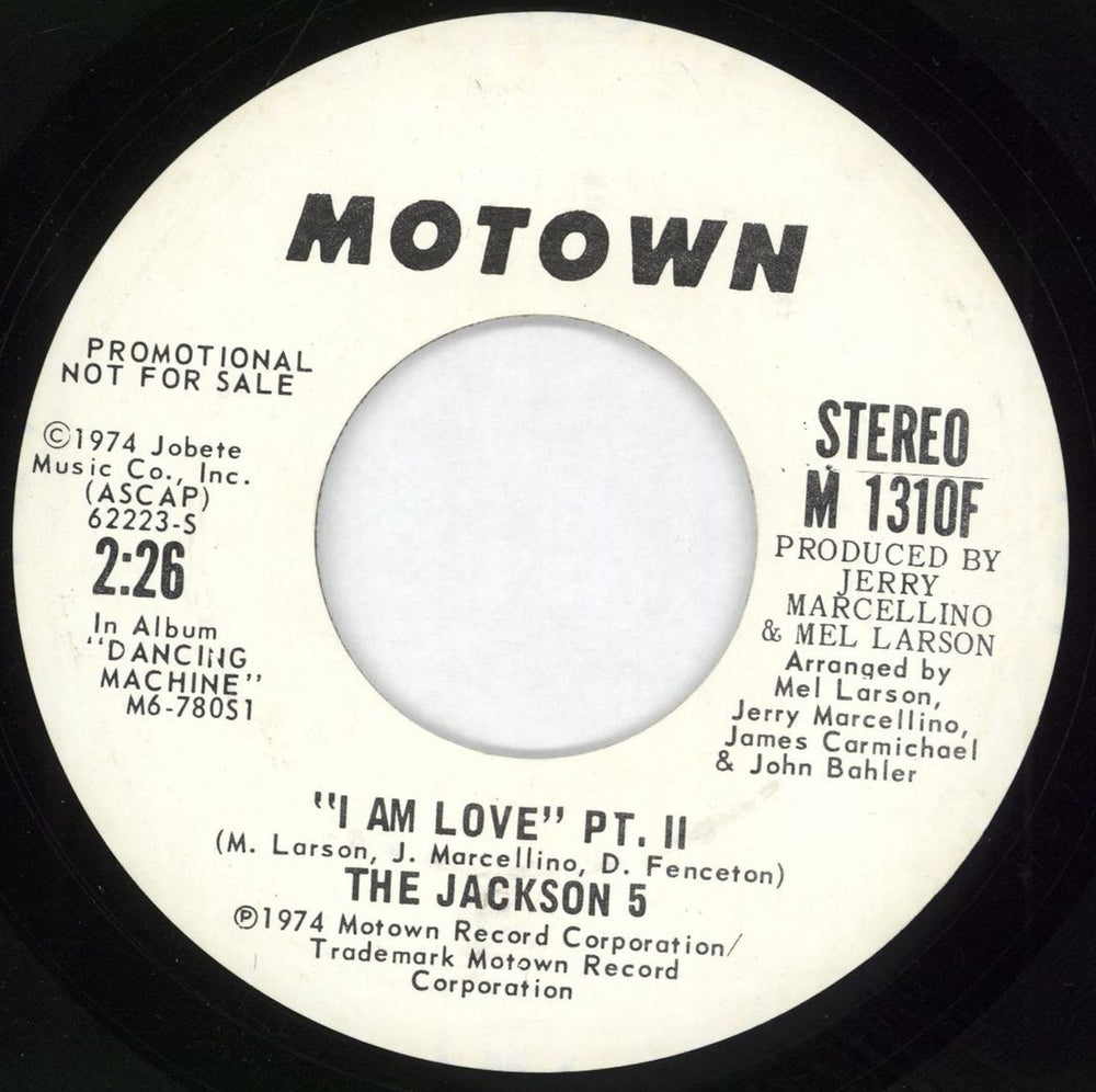 The Jackson Five I Am Love US Promo 7" vinyl single (7 inch record / 45) JKS07IA84707