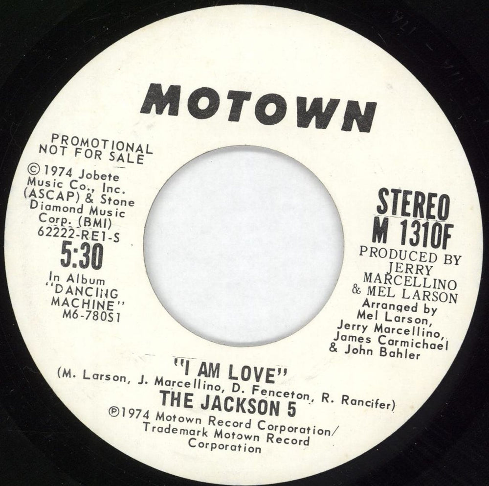 The Jackson Five I Am Love US Promo 7" vinyl single (7 inch record / 45) M1310F