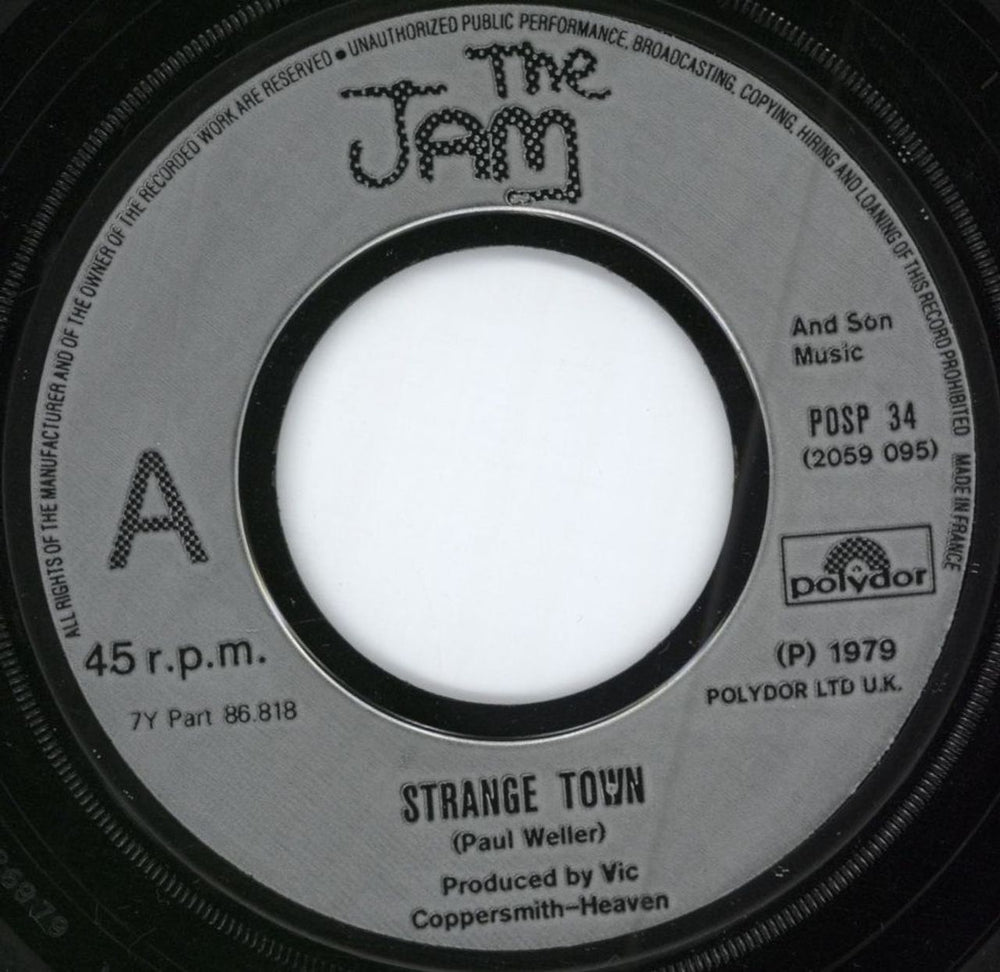 The Jam Strange Town - P/S - Jukebox UK 7" vinyl single (7 inch record / 45) JAM07ST717942