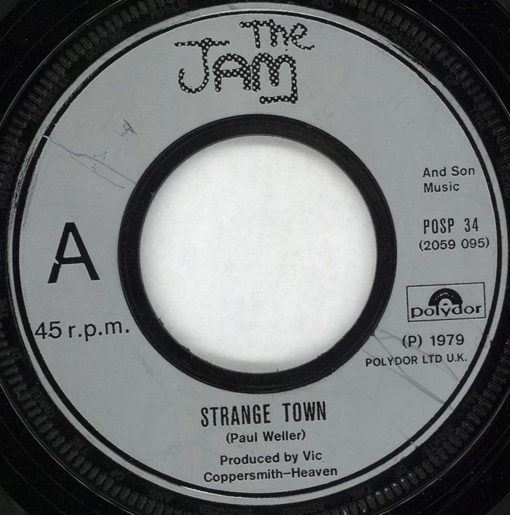 The Jam Strange Town - P/S - Jukebox UK 7" vinyl single (7 inch record / 45) POSP34