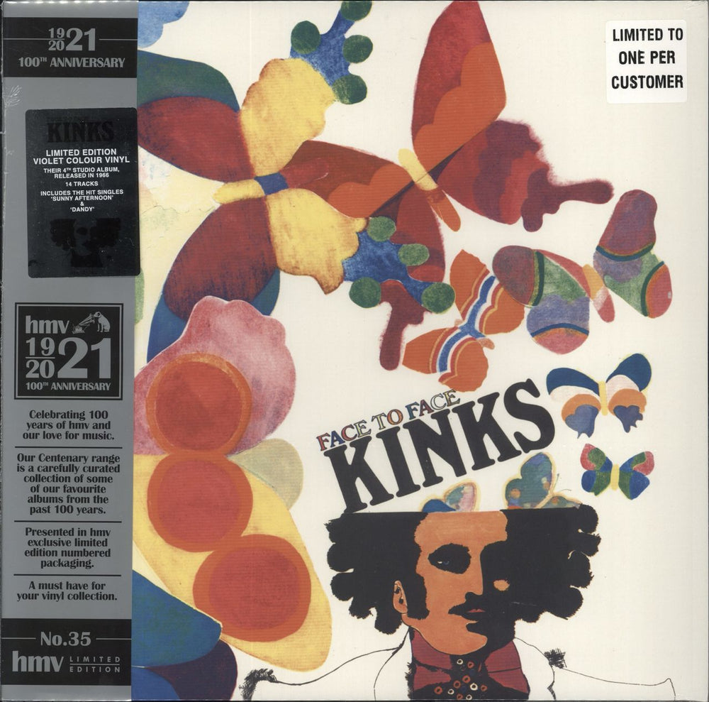 The Kinks Face To Face - HMV 100th Anniversary - Violet Vinyl UK vinyl LP album (LP record) NPL18149X