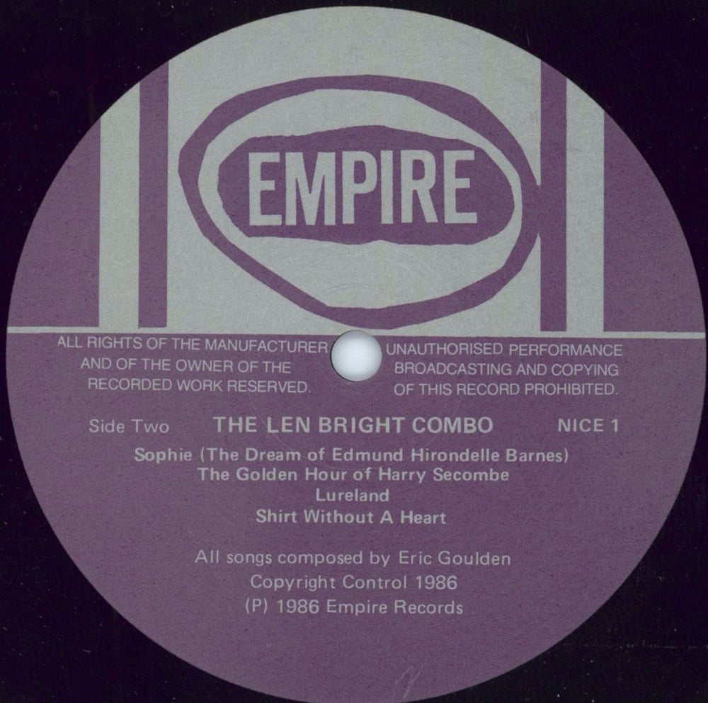 The Len Bright Combo Present The Len Bright Combo By The Len Bright Combo UK vinyl LP album (LP record) VMGLPPR794528