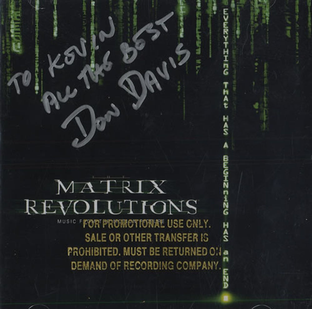 The Matrix Matrix Revolutions - Autographed US CD album (CDLP) 48412-2