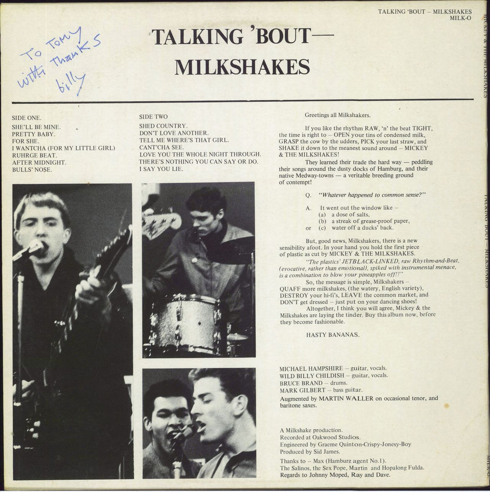 The Milkshakes Talking 'Bout...Milkshakes - Autographed UK vinyl LP album (LP record)