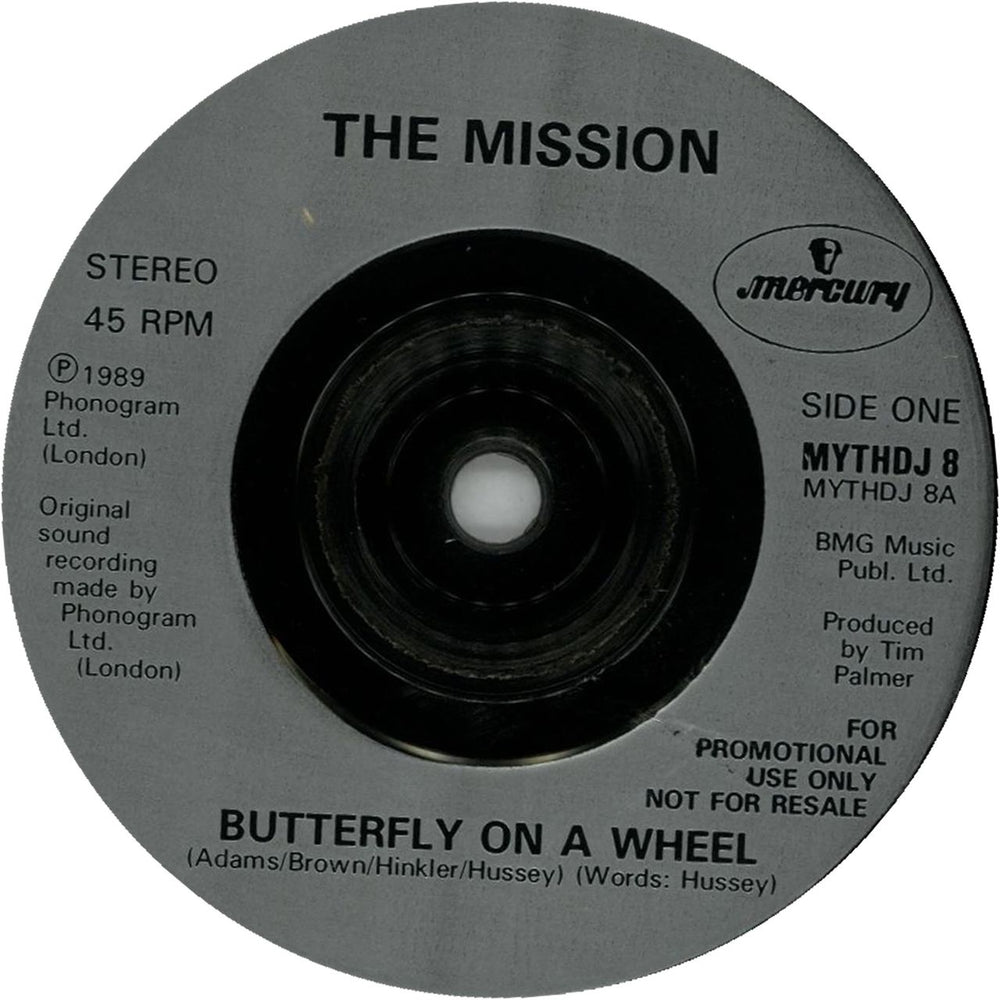 The Mission Butterfly On A Wheel UK Promo 7" vinyl single (7 inch record / 45) MIS07BU04680