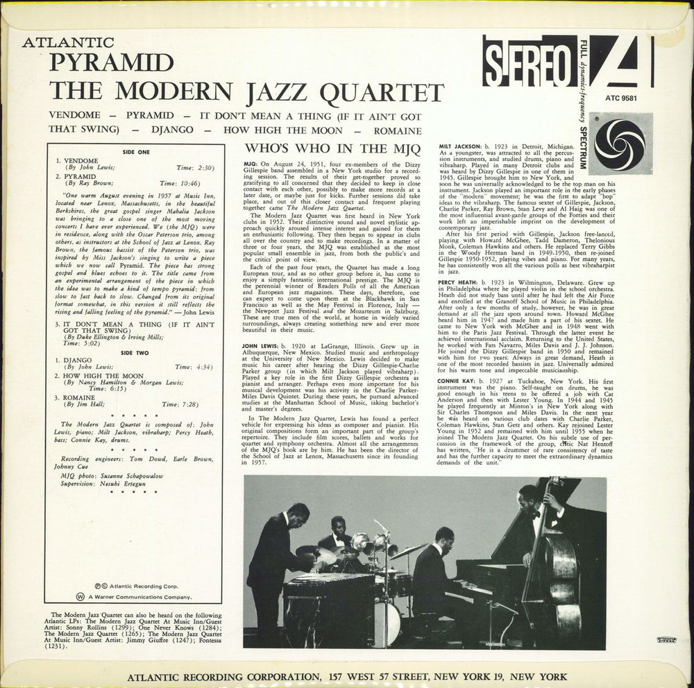 The Modern Jazz Quartet Pyramid South African vinyl LP album (LP record)