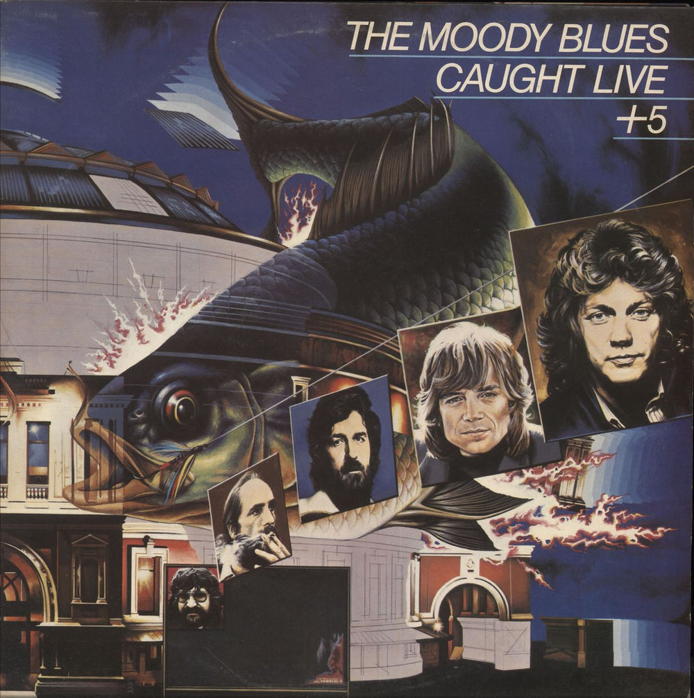 The Moody Blues Caught Live + 5 UK 2-LP vinyl record set (Double LP Album) MB3/4