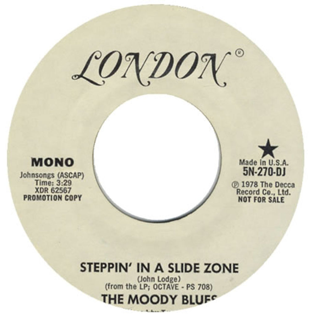 The Moody Blues Steppin' In A Slide Zone US Promo 7" vinyl single (7 inch record / 45) 5N-270-DJ