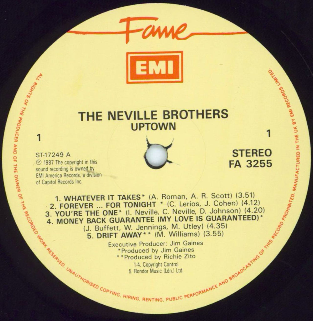 The Neville Brothers Uptown UK Vinyl LP — RareVinyl.com