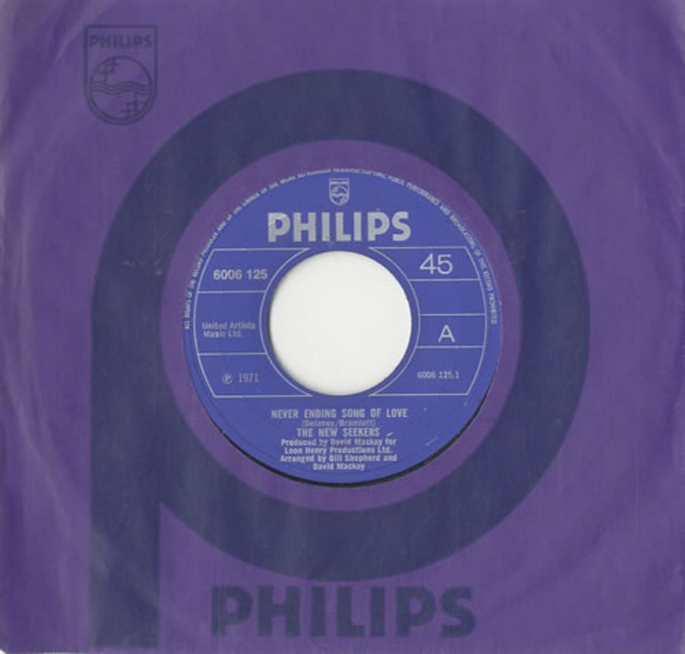 The New Seekers Never Ending Song Of Love - Wide UK 7" vinyl single (7 inch record / 45) 6006125