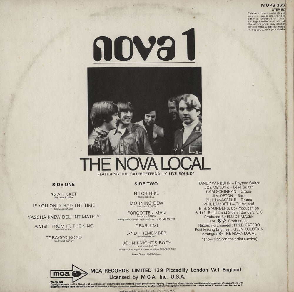 The Nova Local Nova 1 UK vinyl LP album (LP record)