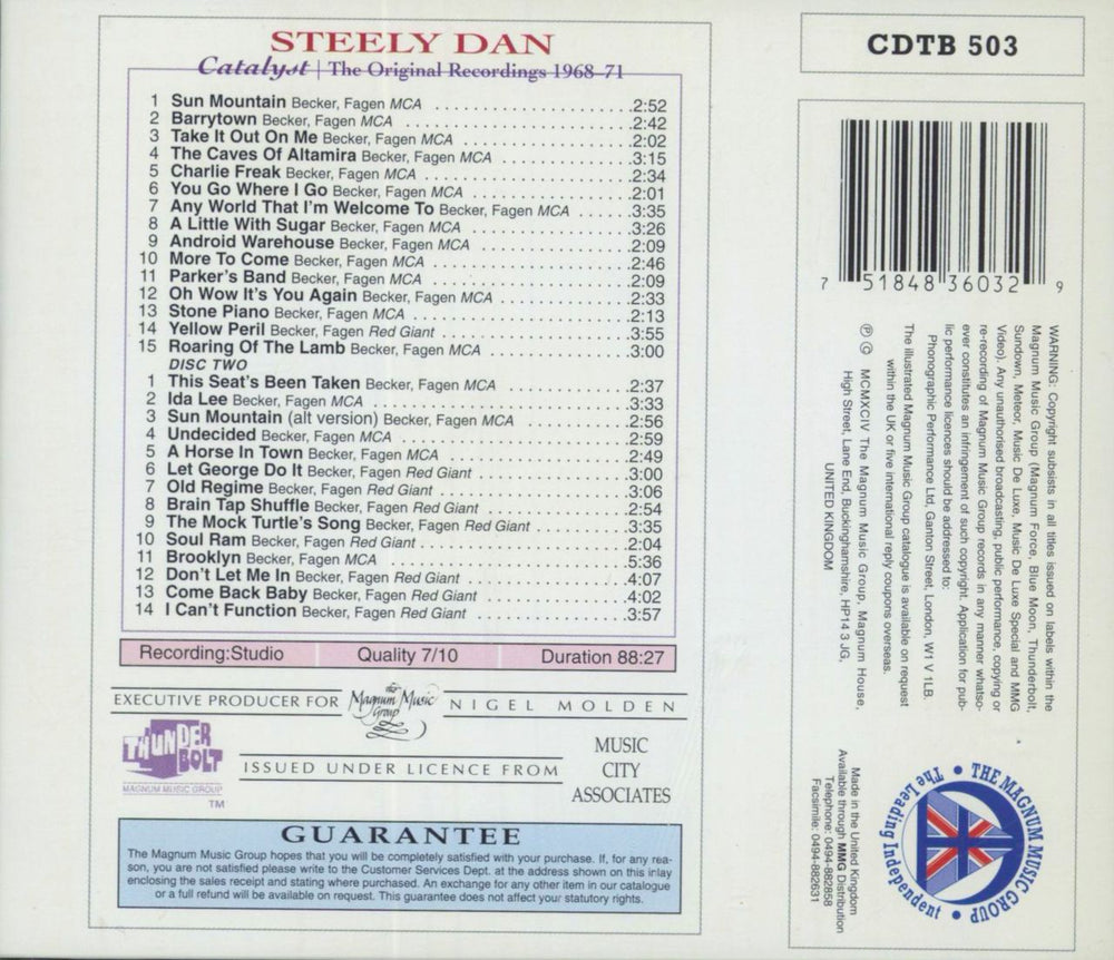 The Original Sound Track Catalyst: The Original Recordings UK 2 CD album set (Double CD)