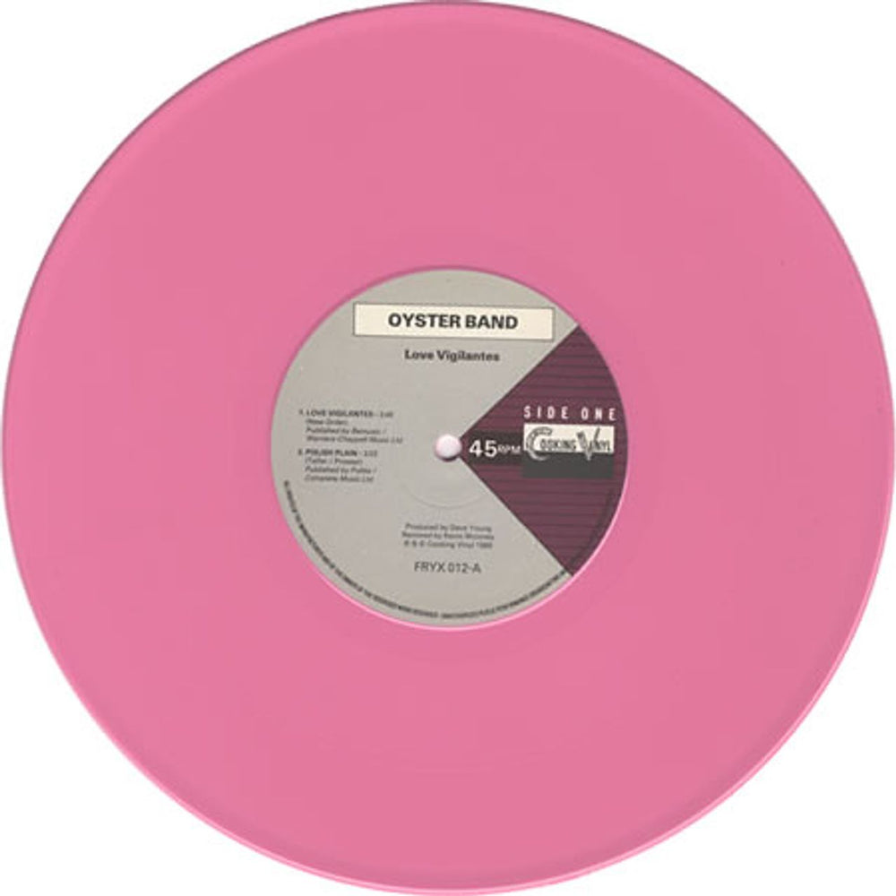 The Oyster Band Love Vigilantes - Pink Vinyl + Poster Sleeve UK 10" vinyl single (10 inch record) OAA10LO401313