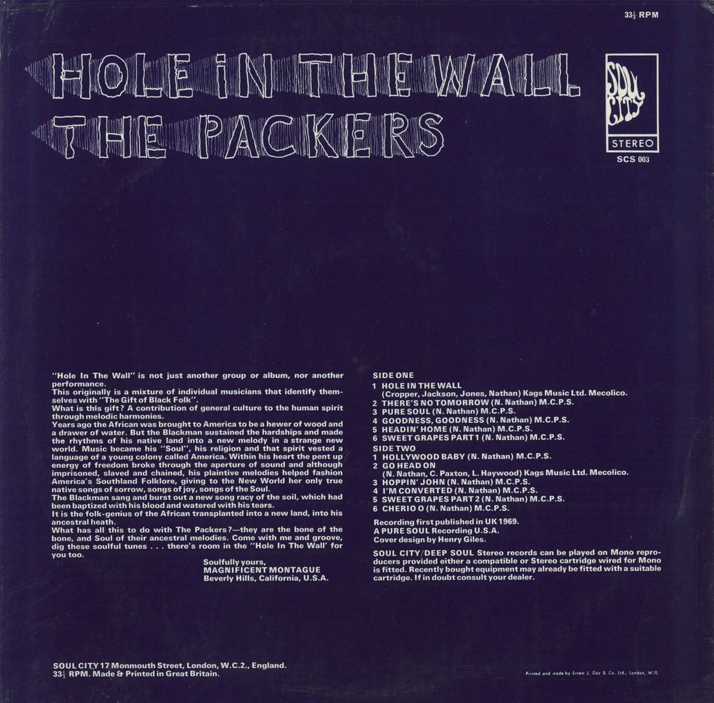 The Packers Hole In The Wall - EX UK vinyl LP album (LP record)