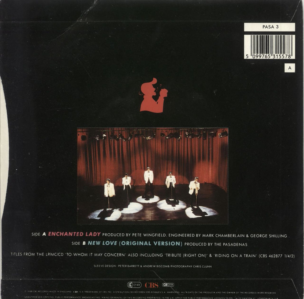 The Pasadenas Enchanted Lady UK 7" vinyl single (7 inch record / 45) 5099765315578