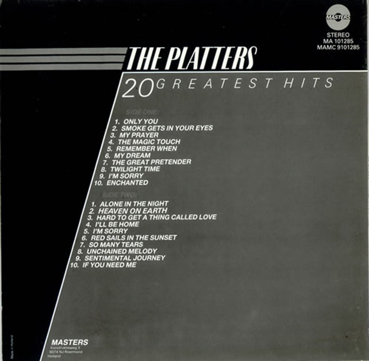 The Platters 20 Greatest Hits Dutch Vinyl LP —