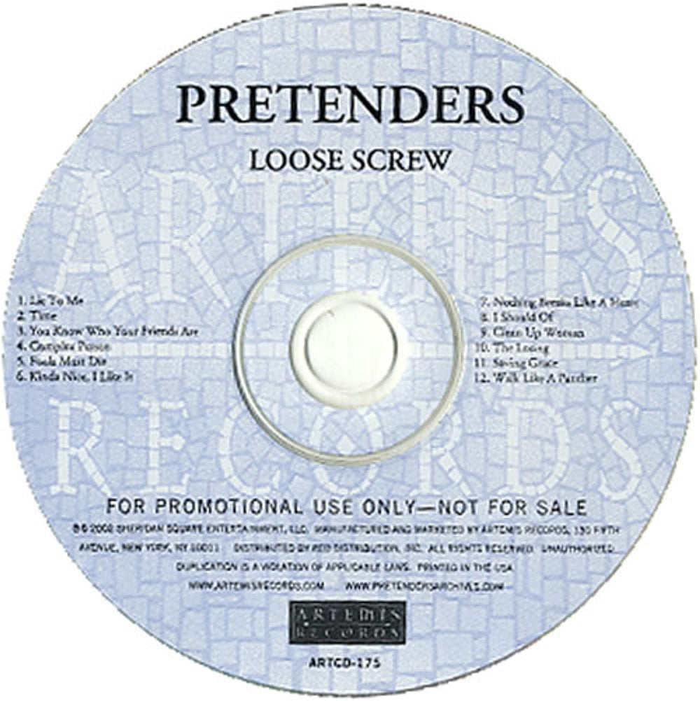 The Pretenders Loose Screw US Promo CD album (CDLP) PTNCDLO226066