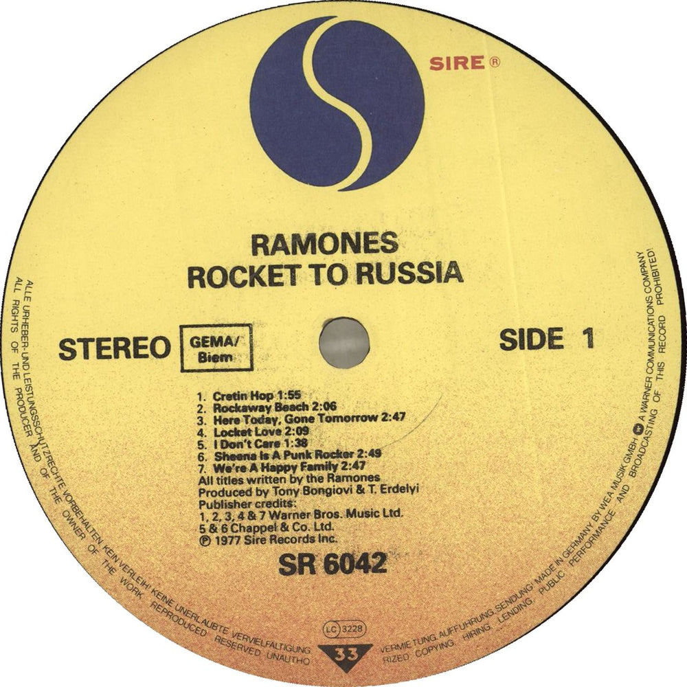 The Ramones Rocket To Russia - EX German vinyl LP album (LP record) RAMLPRO154957