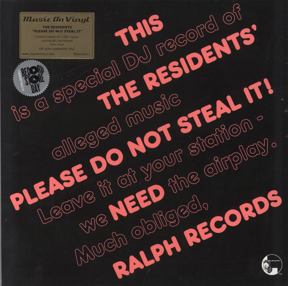 The Residents Please Do Not Steal It! - RSD16 - 180gram Pink Vinyl + Numbered UK vinyl LP album (LP record) MOVLP1611