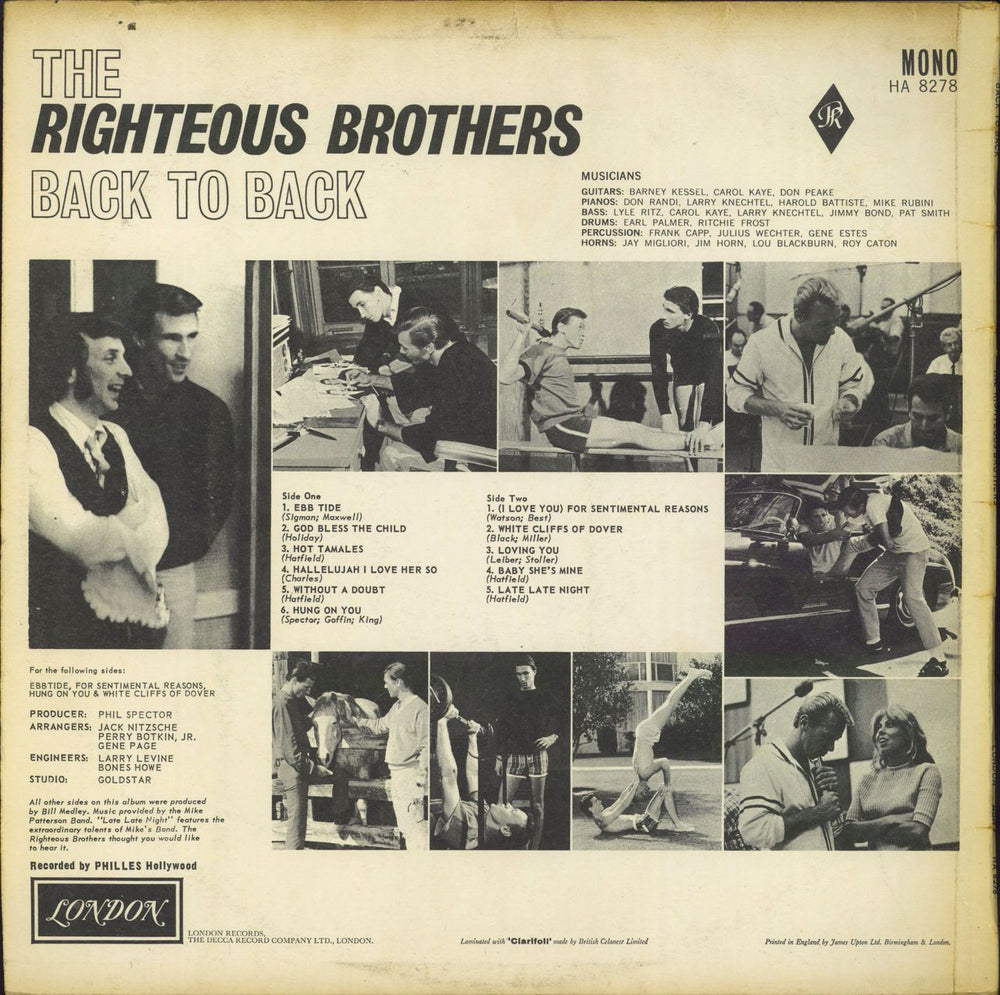 The Righteous Brothers Back To Back - EX UK vinyl LP album (LP record)