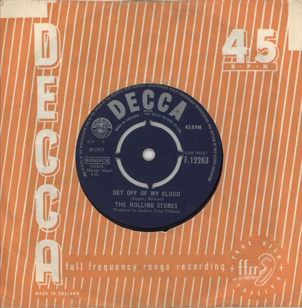 The Rolling Stones Get Off Of My Cloud - 1st [b] UK 7" vinyl single (7 inch record / 45) F.12263