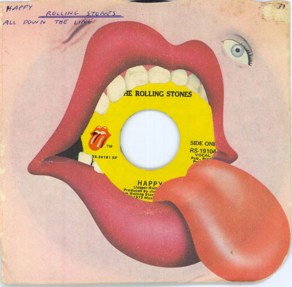 The Rolling Stones Happy US 7" vinyl single (7 inch record / 45) RS-19104