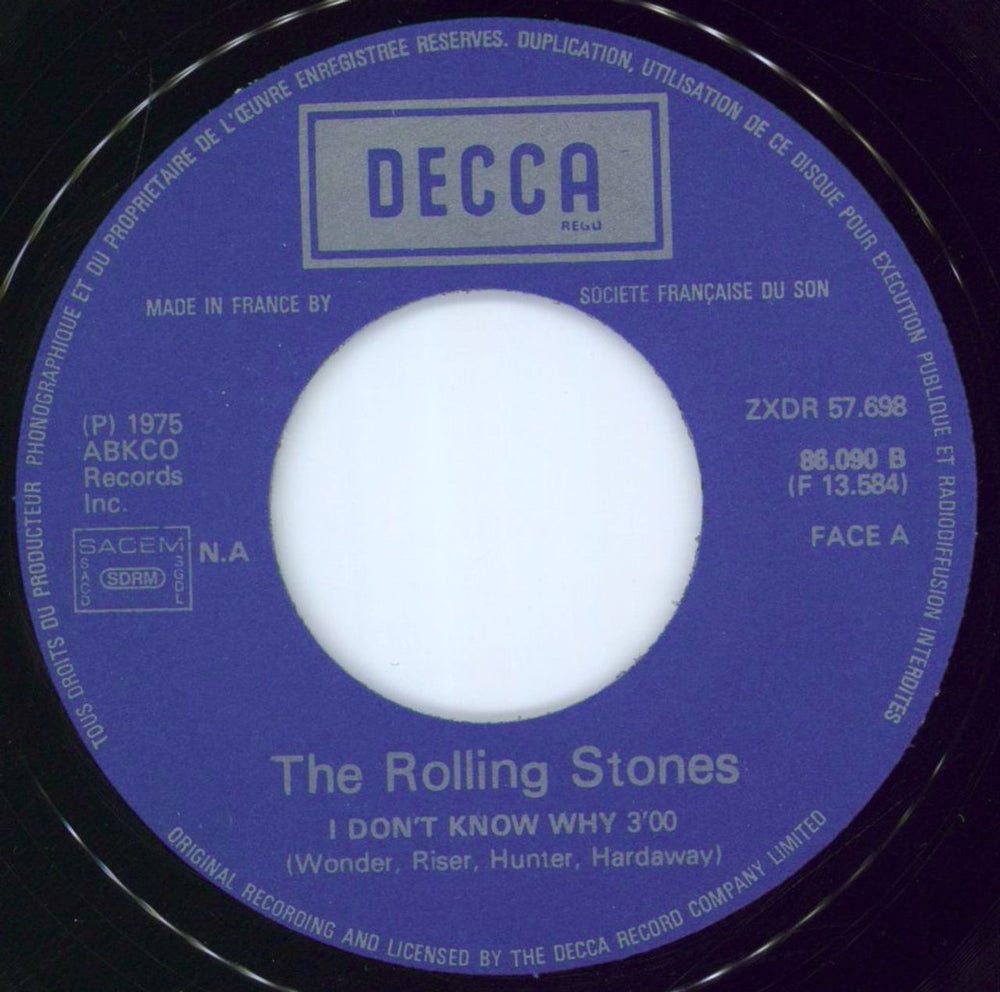 The Rolling Stones I Don't Know Why French 7" vinyl single (7 inch record / 45) ROL07ID777463