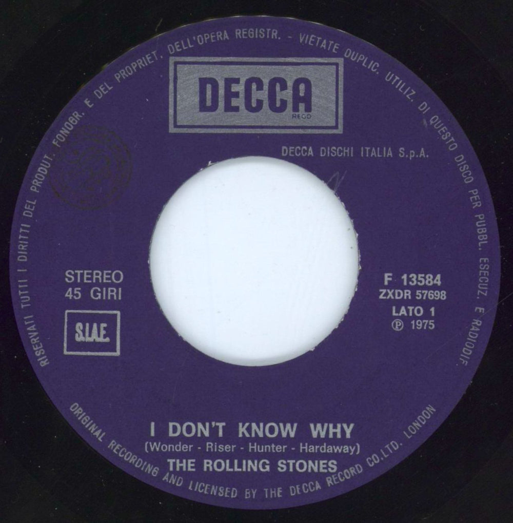 The Rolling Stones I Don't Know Why Italian 7" vinyl single (7 inch record / 45) ROL07ID804544