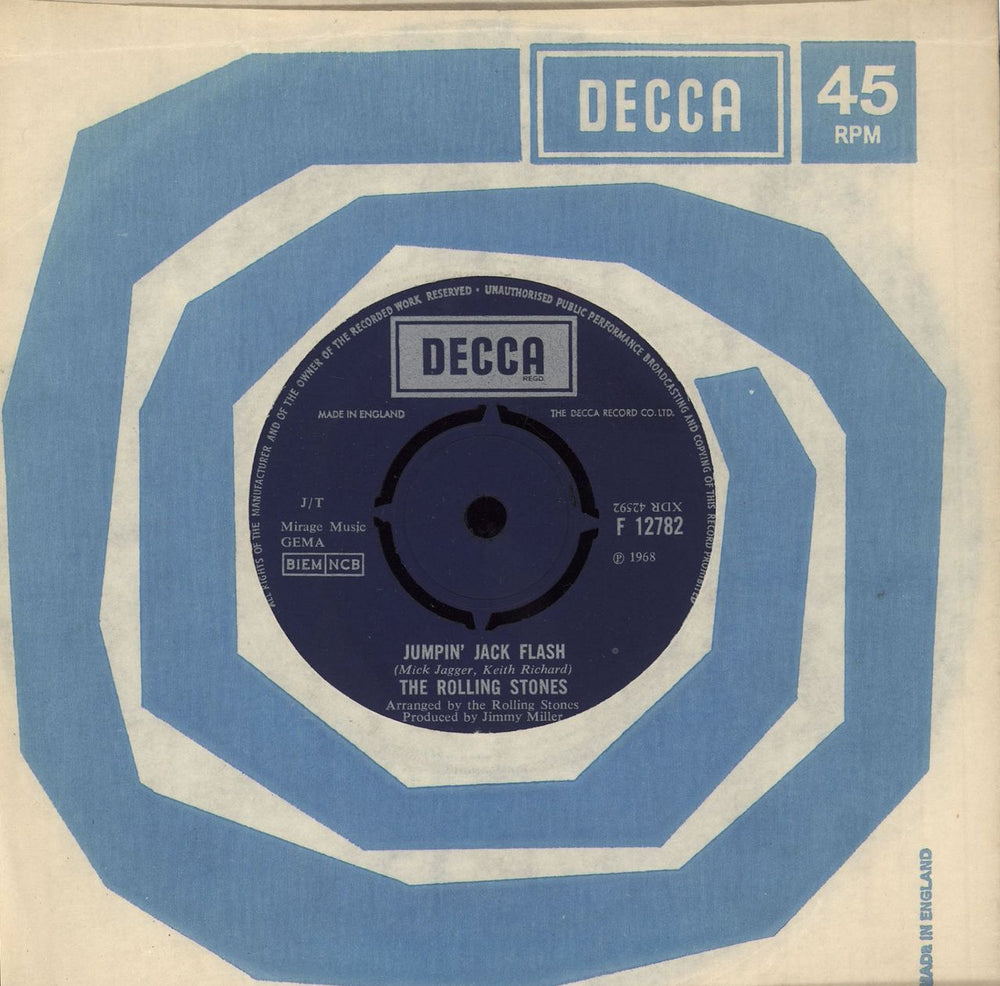 The Rolling Stones Jumpin' Jack Flash - 3rd [a] UK 7" vinyl single (7 inch record / 45) F12782