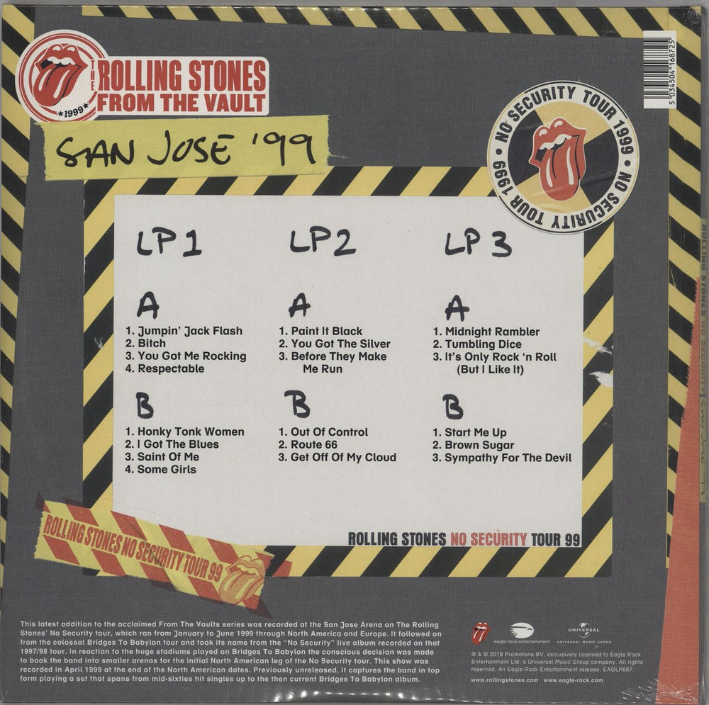 The Rolling Stones No Security. San Jose '99 - 180gm - Sealed UK 3-LP vinyl record set (Triple LP Album) 5034504168725