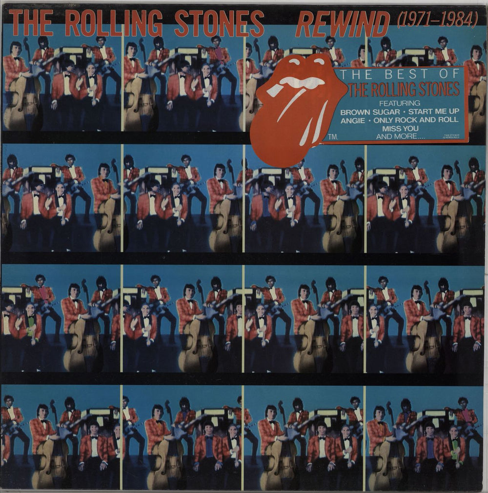 The Rolling Stones Rewind - 1971-1984 - Tongue Sticker UK vinyl LP album (LP record) CUN1