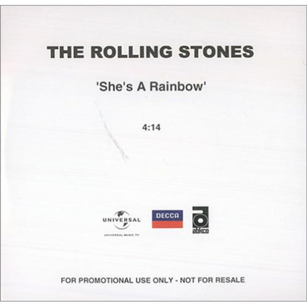 The Rolling Stones She's A Rainbow UK Promo CD-R acetate CD-R ACETATE