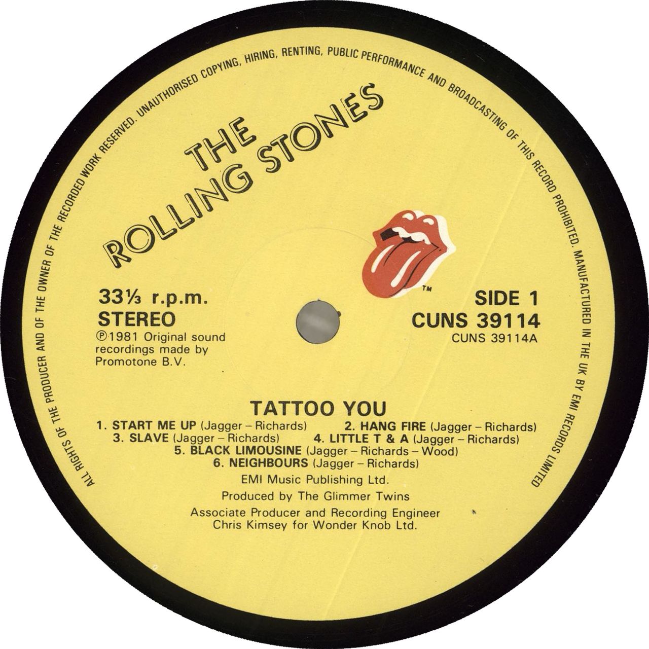 The Rolling Stones Tattoo You 2nd UK Vinyl LP —