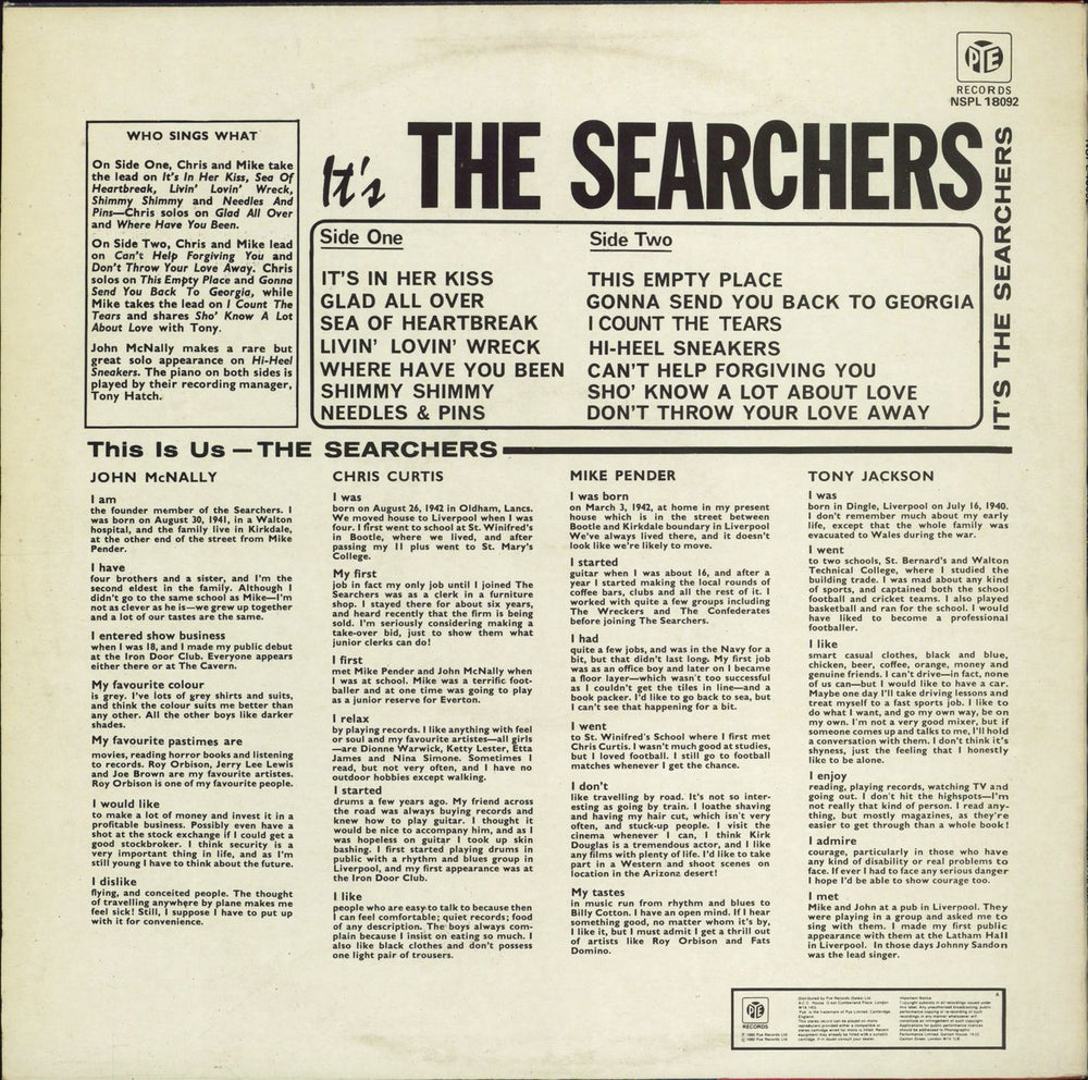 The Searchers It's The Searchers UK vinyl LP album (LP record)