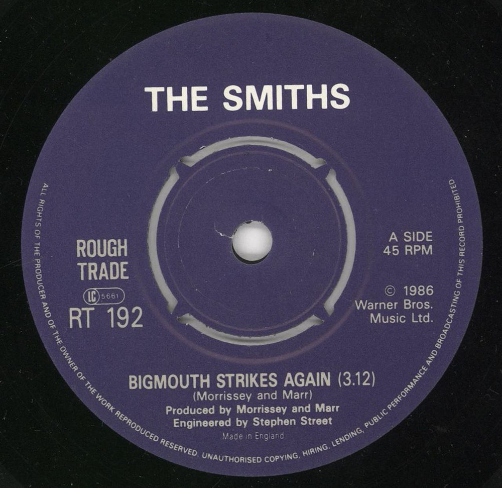 The Smiths Bigmouth Strikes Again - EX UK 7" vinyl single (7 inch record / 45) SMI07BI741728