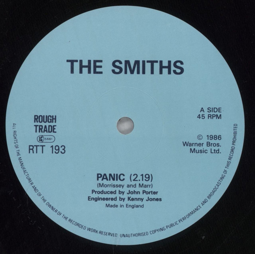 The Smiths Panic + Sticker Sheet - Ex UK 12" vinyl single (12 inch record / Maxi-single) SMI12PA822395