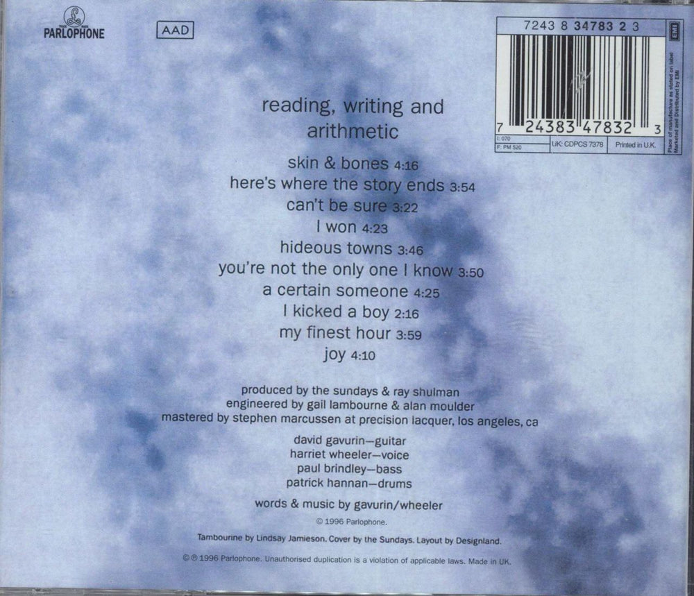 The Sundays Reading Writing And Arithmetic UK CD album (CDLP) 724383478323