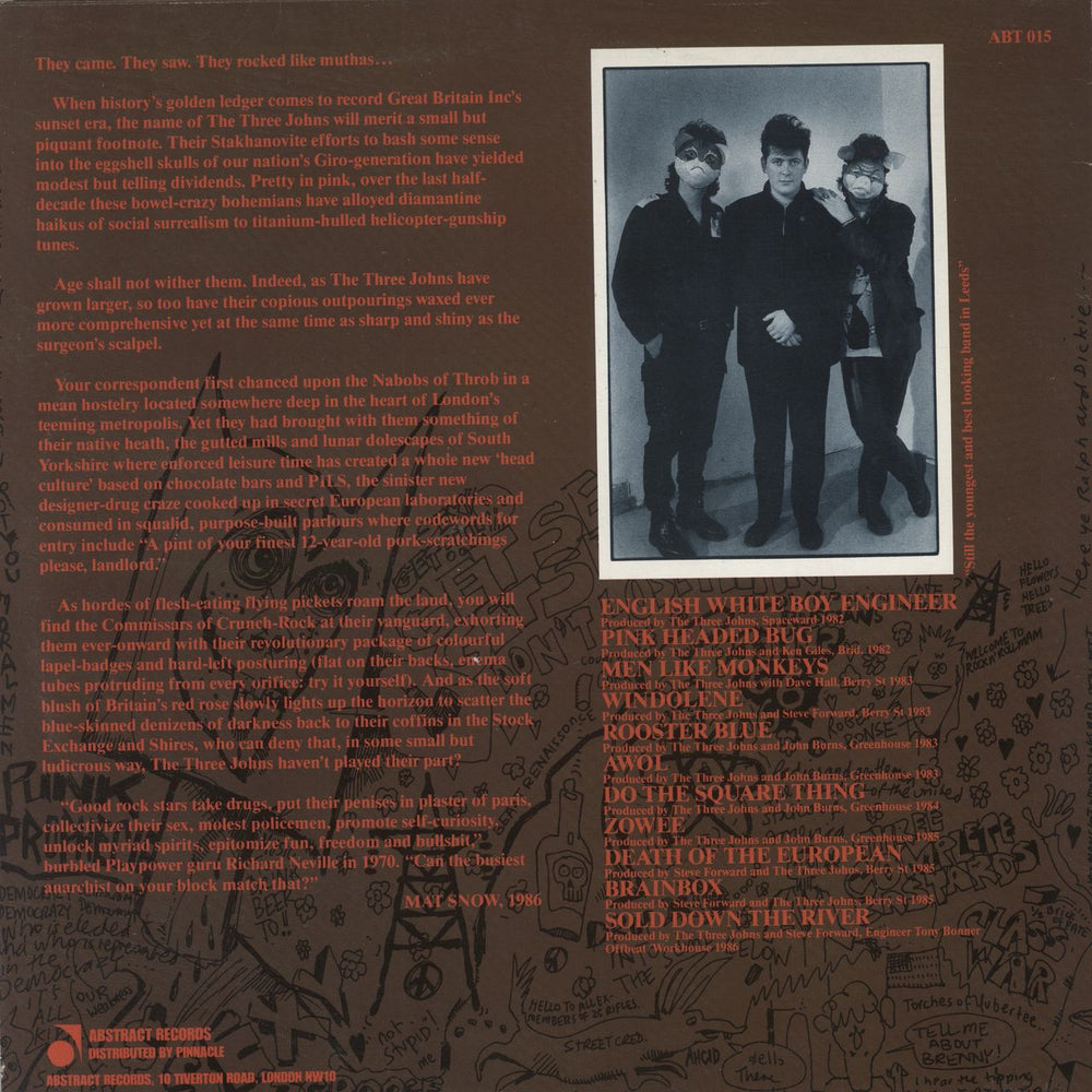 The Three Johns Crime Pays…Rock And Roll In The Demonocracy - The Singles 1982-1986 UK vinyl LP album (LP record)