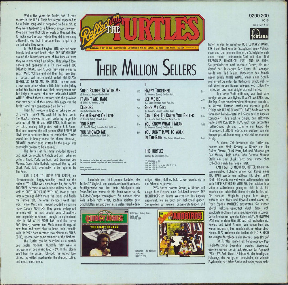 The Turtles Reflection - Their Million Sellers German vinyl LP album (LP record)