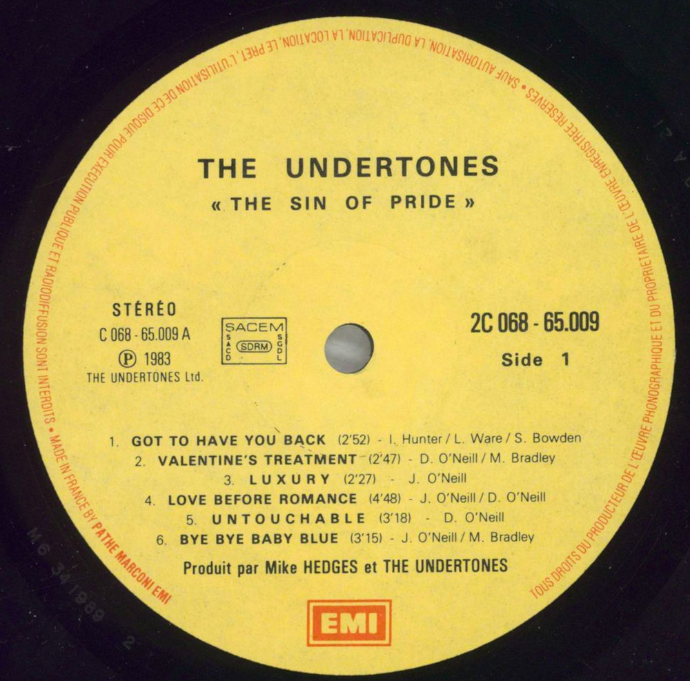 The Undertones The Sin Of Pride French vinyl LP album (LP record) UDTLPTH824738