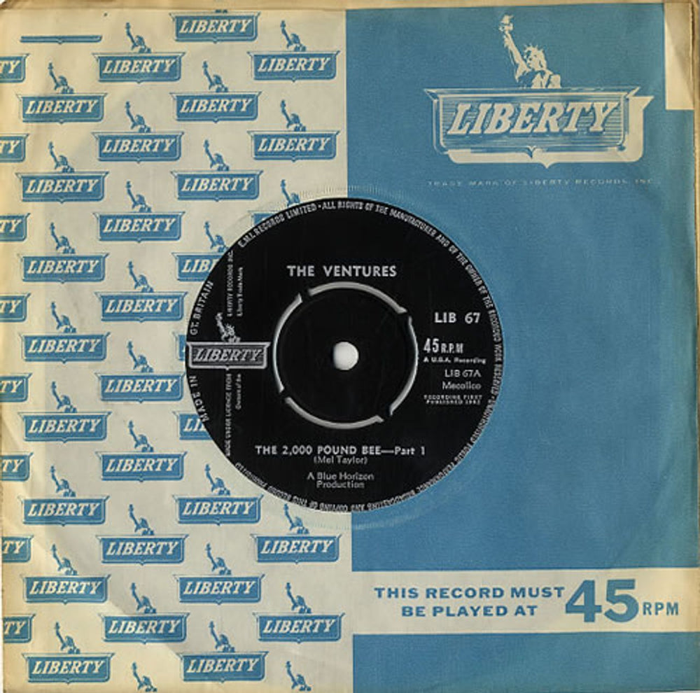 The Ventures The 2,000 Pound Bee UK 7" vinyl single (7 inch record / 45) LIB67