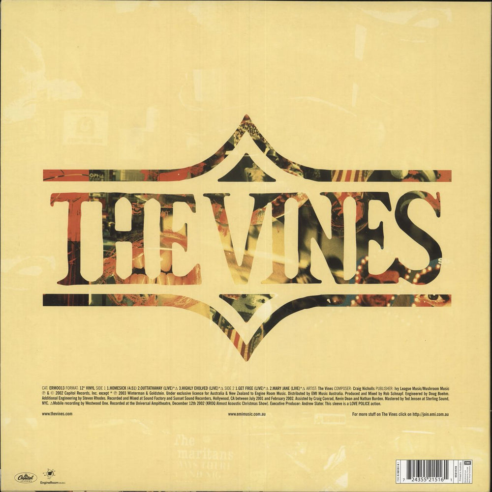 The Vines Homesick - Australian 500 Only 12" Australian 12" vinyl single (12 inch record / Maxi-single) VNE12HO252958