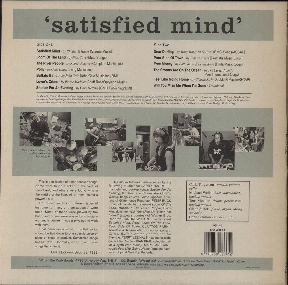 The Walkabouts Satisfied Mind German vinyl LP album (LP record) 0718750829412