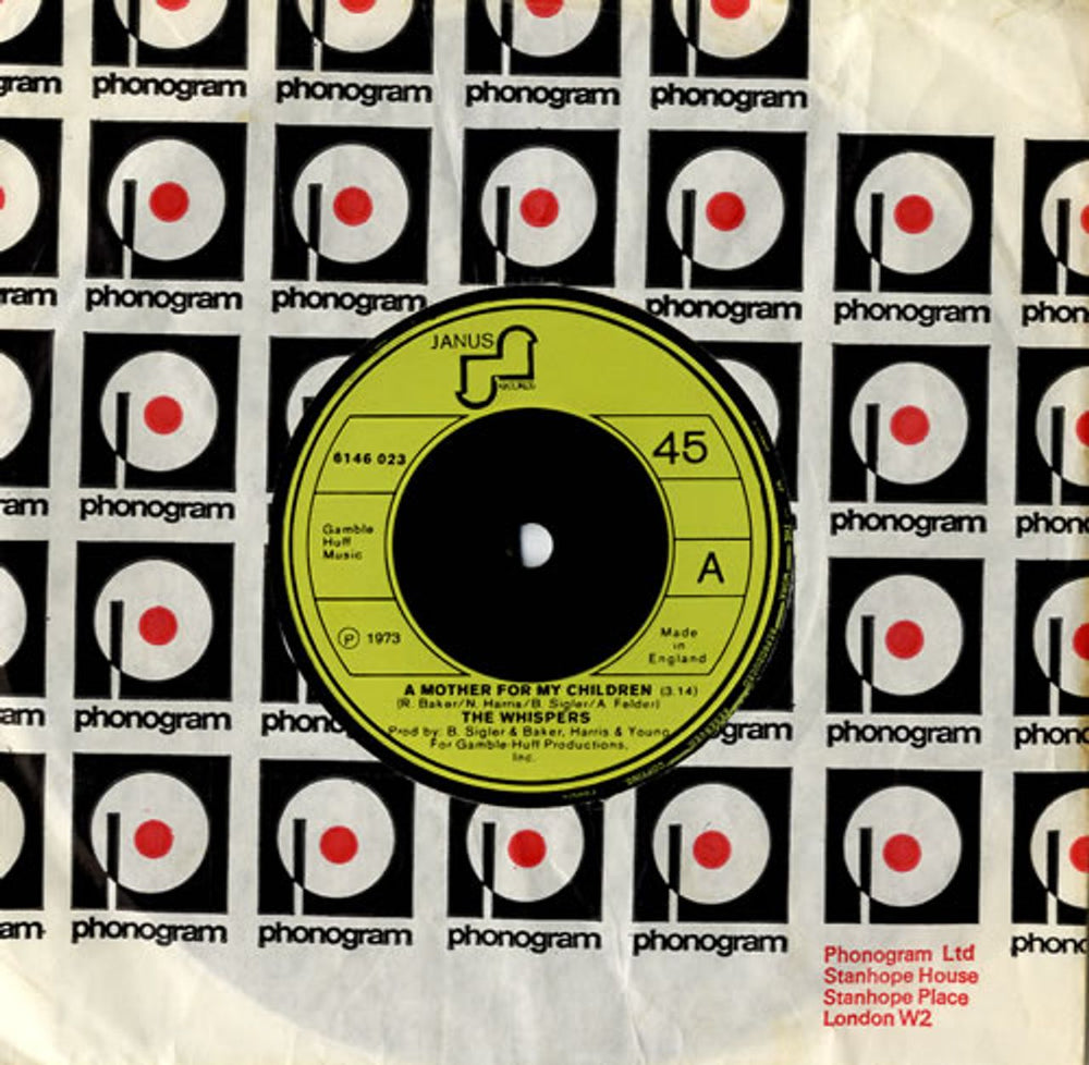 The Whispers A Mother For My Children UK 7" vinyl single (7 inch record / 45) 6146023