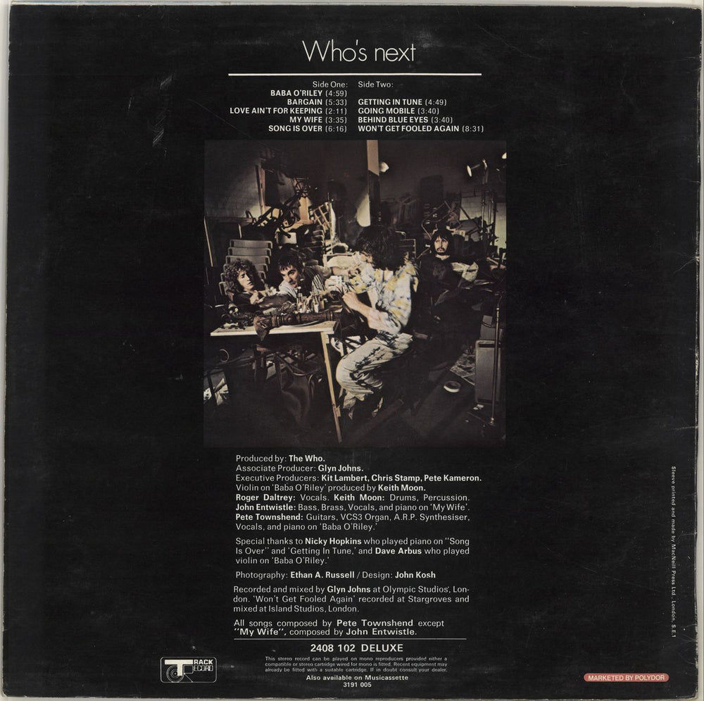 The Who Who's Next - 2nd UK vinyl LP album (LP record)