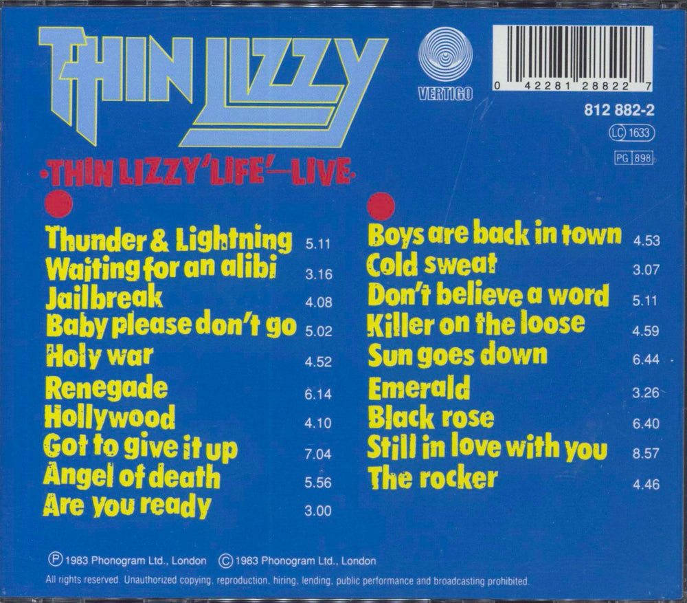 Thin Lizzy Life German 2 CD album set (Double CD) 042281288227